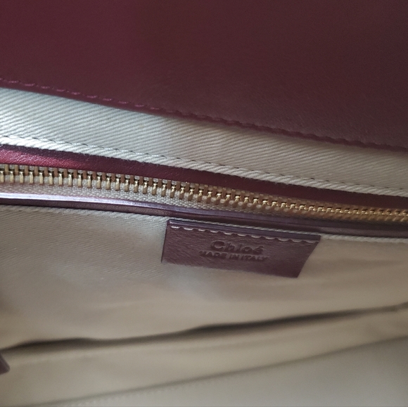 NWT CHLOÉ Medium Roy Red Plum Purple Suede Leather Black Strap Shoulder Bag - Picture 13 of 16